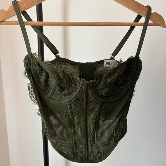 PacSun Tops - Dark Green Lace Corset Top